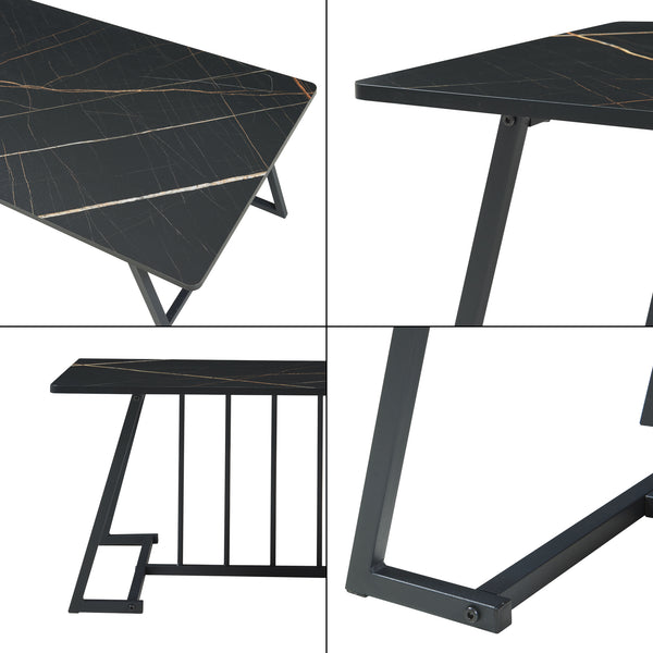 Table basse Nospoo 120x60x46 cm aspect marbre, noir [en.casa]