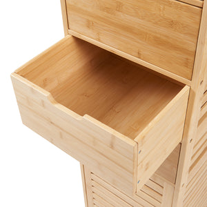 Armoire haute Boksereys 180x35x35 cm Bambou [en.casa]