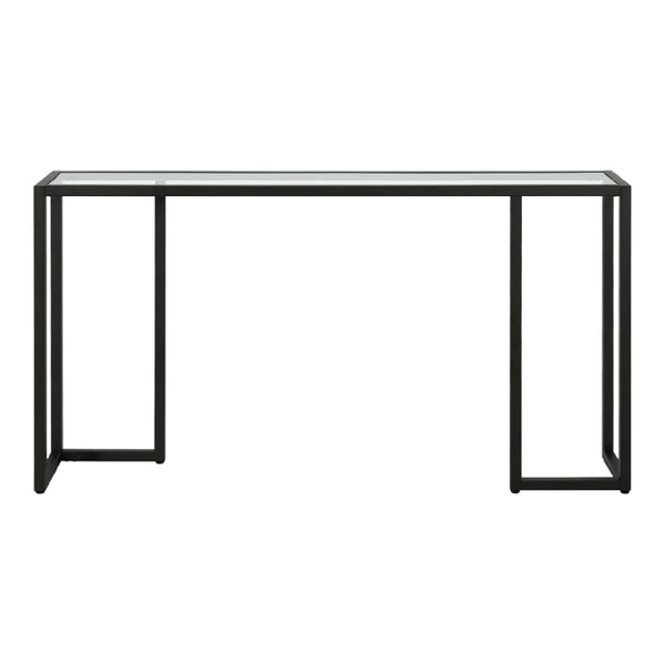 Console Ouby avec plateau en verre 120x25x73 cm Noir [en.casa]