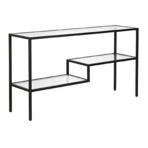 Console Videnel avec plateau en verre 120x30x76 cm Noir [en.casa]