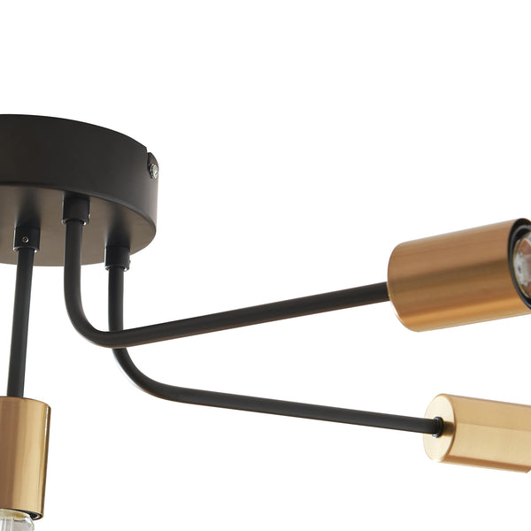 Plafonnier Benfleet 5 x E27 Noir/Coloris laiton [lux.pro]