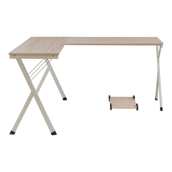 Bureau Tarielarg avec support PC en forme de L 158x120x75 cm aspect chêne [en.casa]