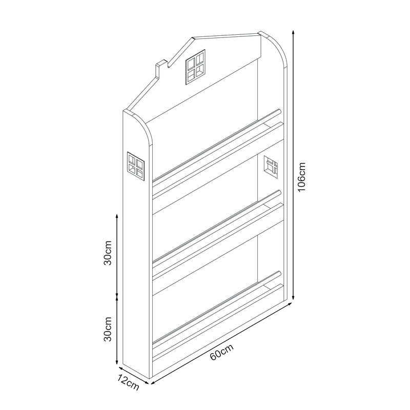 Croquis coté Étagère pour enfants Vipsali blanc / vert menthe [en.casa] 