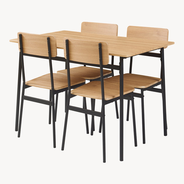 Groupe de repas Pollenev 5 pièces Noir/Aspect chêne [en.casa]