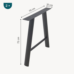 Ensemble de 2 pieds de table Hullem en acier 72x70x10 cm noir [en.casa]