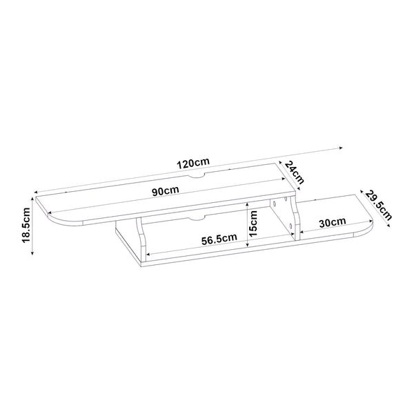 Meuble TV Kershaby mural 120 x 30 x 19 cm blanc [en.casa] 