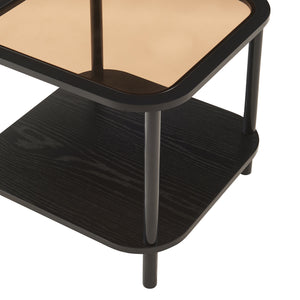 Table d'appoint Latama avec plateau en verre 51x51x45 cm Noir/verre bronze [en.casa]