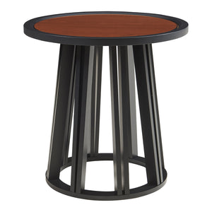 Table d'appoint Burgess 51xØ51 cm Noir/Aspect noyer [en.casa]