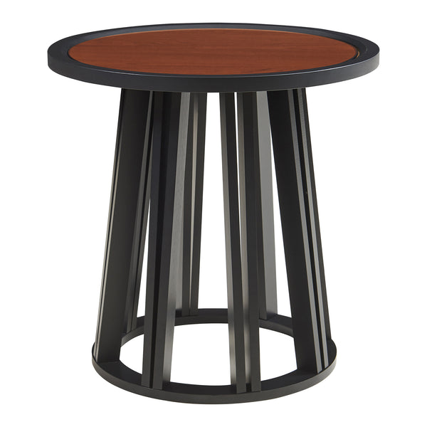 Table d'appoint Burgess 51xØ51 cm Noir/Aspect noyer [en.casa]