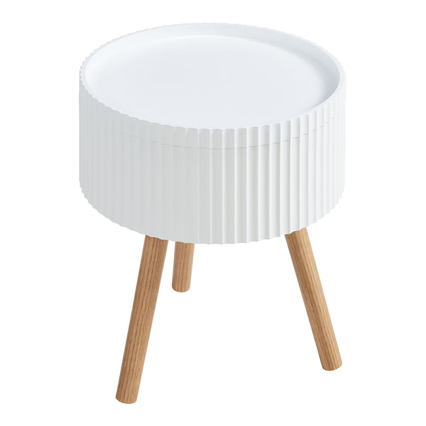 Table d'appoint Bongard avec rangement Ø38x48 cm Blanc [en.casa]