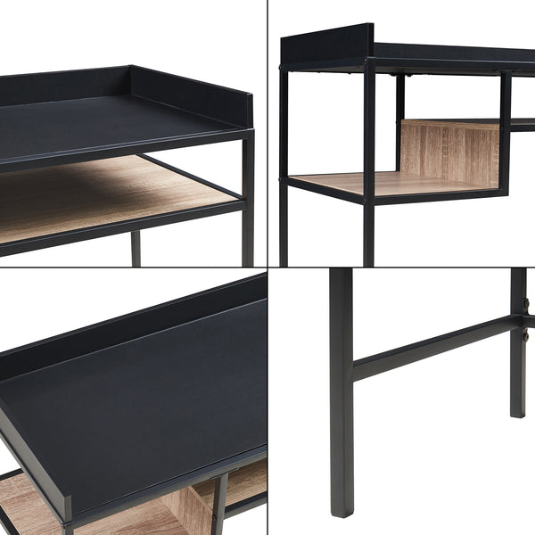 Bureau Belana 100x43x82 cm Noir/Aspect chêne [en.casa]