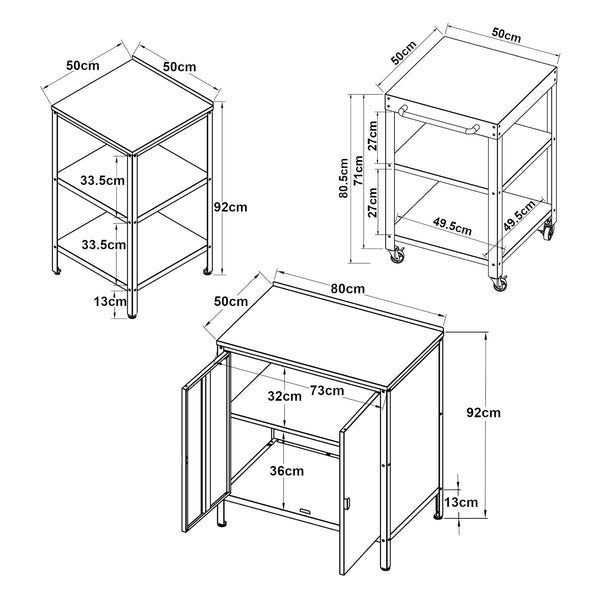 Ensemble d'extérieur Bolognano Étagère armoire et desserte Noir mat [casa.pro]