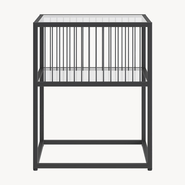 Table d'appoint Tronevn avec plateau en verre 50x40x40 cm Noir [en.casa]