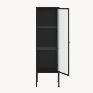 Vitrine Borshavisa 116x34x30 cm Acier Noir [en.casa]