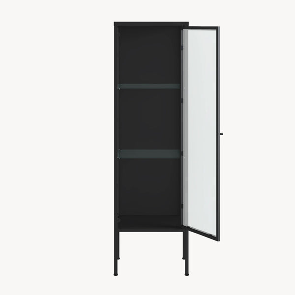 Vitrine Borshavisa 116x34x30 cm Acier Noir [en.casa]
