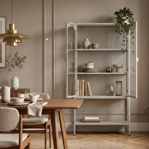 Armoire vitrine Klippestad acier verre trempé 160 x 80 x 35 cm camel [en.casa]
