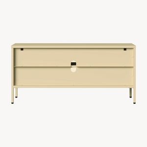 Buffet vitrine Klippestad acier verre 118 x 35 x 55 cm camel [en.casa]