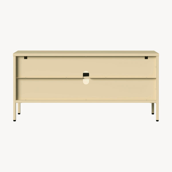 Buffet vitrine Klippestad acier verre 118 x 35 x 55 cm camel [en.casa]