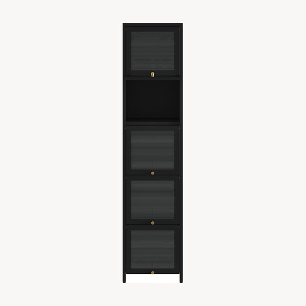 Armoire vitrine Ostersund acier 174 x 40 x 35 cm noir [en.casa]