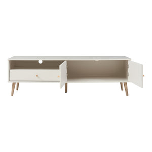 Meuble TV Hallevil 150x39x45 cm Blanc [en.casa]