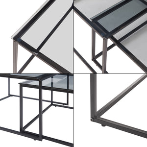 Table basse lot de 2 Tromlaslo verre fumé, gris [en.casa]