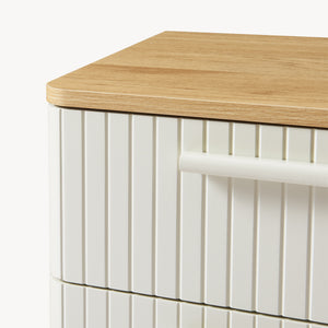 Table de chevet Ferrersp avec 2 tiroirs 50x40x40 cm aspect chêne / couleur sable [en.casa]