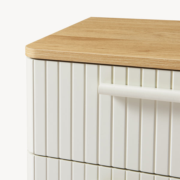 Table de chevet Ferrersp avec 2 tiroirs 50x40x40 cm aspect chêne / couleur sable [en.casa]