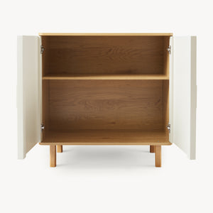 Buffet Ferrersp avec 2 portes 80x80x40 cm aspect chêne / couleur sable [en.casa]