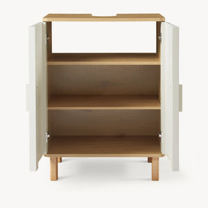 Meuble sous-lavabo Ferrersp 80x60x35 cm aspect chêne / couleur sable [en.casa]