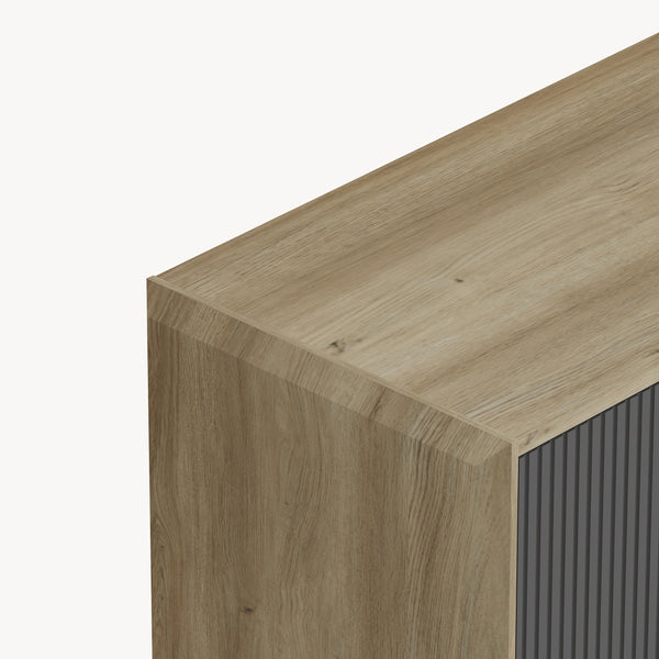 Meuble TV Trömi 150 x 40 x 43 cm effet chêne gris [en.casa]