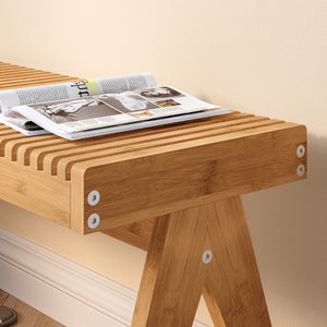 Banc à chaussures Lasdarvoo 120 x 35 x 45 cm bambou naturel [en.casa]