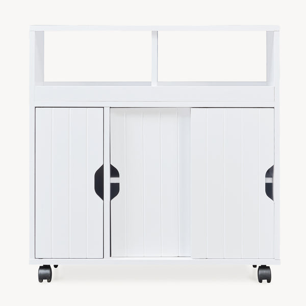Armoire d'appoint sur roulettes Fadeskimma 72x70x20 cm Blanc [en.casa]
