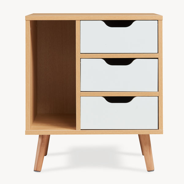 Table de chevet Bordkak 55x48x30 cm aspect chêne/blanc [en.casa]