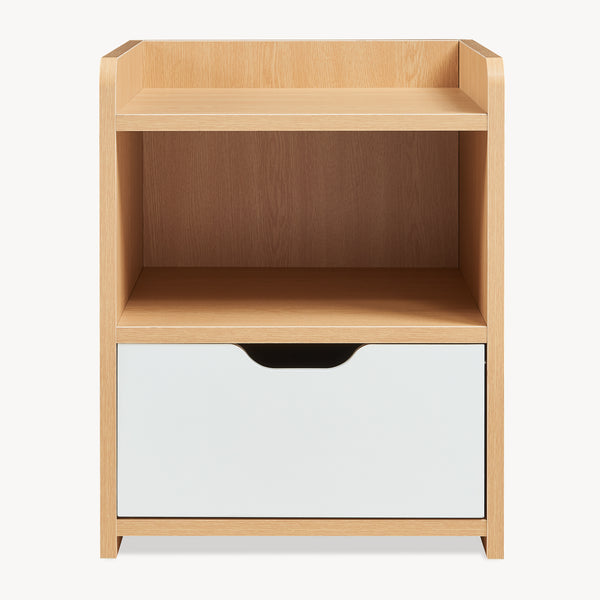 Table de chevet Bordkak 45x36x34 cm aspect chêne/blanc [en.casa]