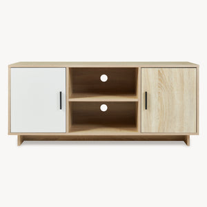 Meuble TV Kenta 120x39x52 cm aspect chêne Sonoma/blanc [en.casa]