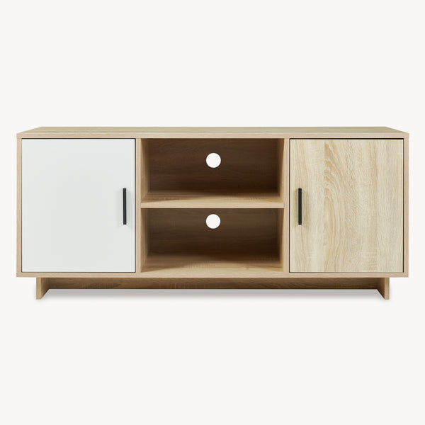 Meuble TV Kenta 120x39x52 cm aspect chêne Sonoma/blanc [en.casa]