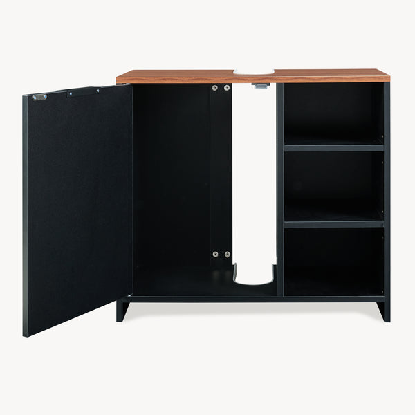 Meuble sous lavabo Trond 60 x 66 x 30 cm noir effet noyer [en.casa]