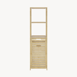 Étagère de salle de bain avec panier à linge Anun 130 x 36 x 33 cm bambou effet bois [en.casa]