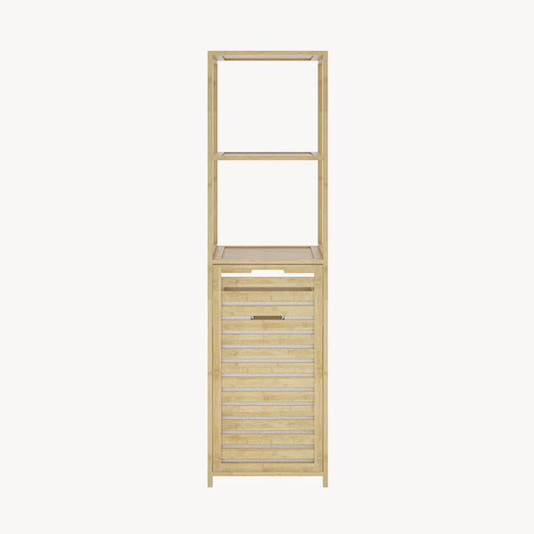 Étagère de salle de bain avec panier à linge Anun 130 x 36 x 33 cm bambou effet bois [en.casa]
