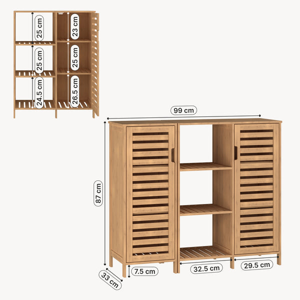 Meuble d’appoint Hakseri 2 éléments 87 x 99 x 33 cm bambou naturel [en.casa]