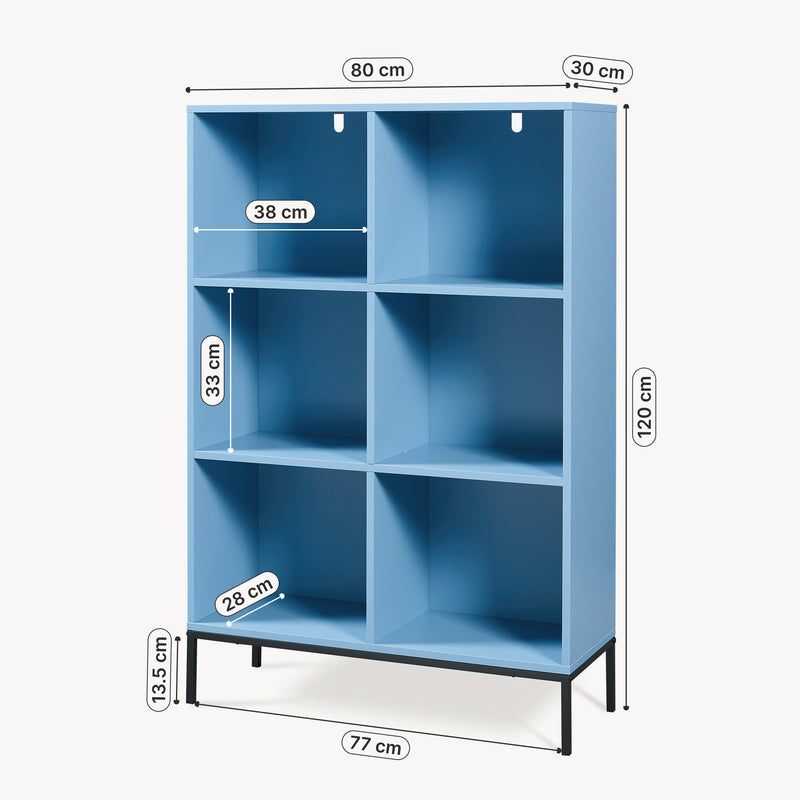 Croquis coté Bibliothèque Colwyn 120 x 80 x 30 cm bleu noir [en.casa]