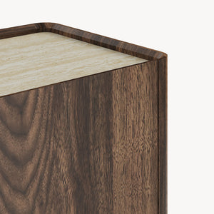 Buffet Trorlon 160x40x83 cm aspect noyer/travertin [en.casa]