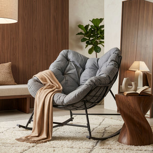 Fauteuil à bascule de jardin Villeneuve 85 x 90 x 91 cm noir gris [en.casa] 