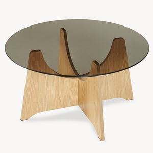 Table basse Omlar ronde Ø70x35 cm effet chêne / gris fumé [en.casa]