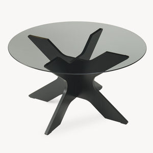 Table basse Imi avec plateau en verre Ø70x35 cm Noir/Gris [en.casa]