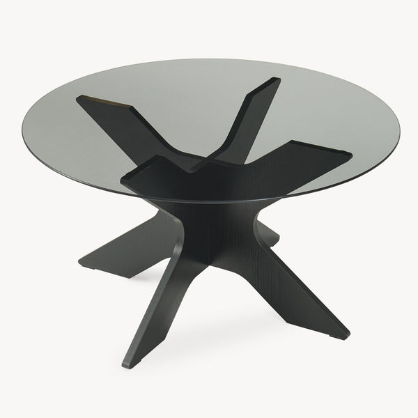 Table basse Imi avec plateau en verre Ø70x35 cm Noir/Gris [en.casa]