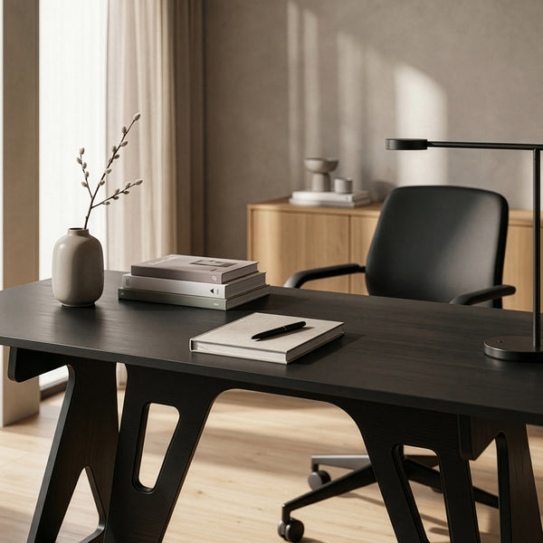 Bureau Bostenenna 120 x 60 x 75 cm noir effet bois veiné [en.casa]