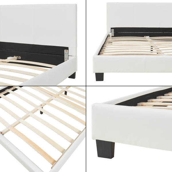 Lit en similicuir Albacete 140x200 cm Blanc Corium