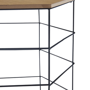 Ensemble de tables d'appoint Hørsholm Lot de 2 paniers en métal noir / couleur bois [en.casa]