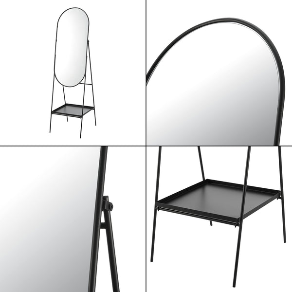 Miroir sur pied Perano 160 x 46 x 50 cm noir [en.casa]